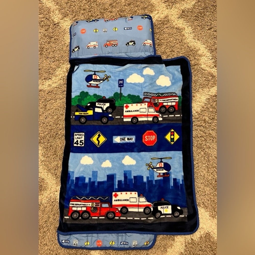 Toddler Rest Mat/Blanket with Pillow - Emergency Vehicle design